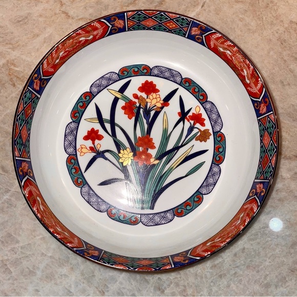 Vintage Japanese Imari Bowl, Kozan Gama Kiln Porcelain Large Floral Design Japan - Picture 12 of 12